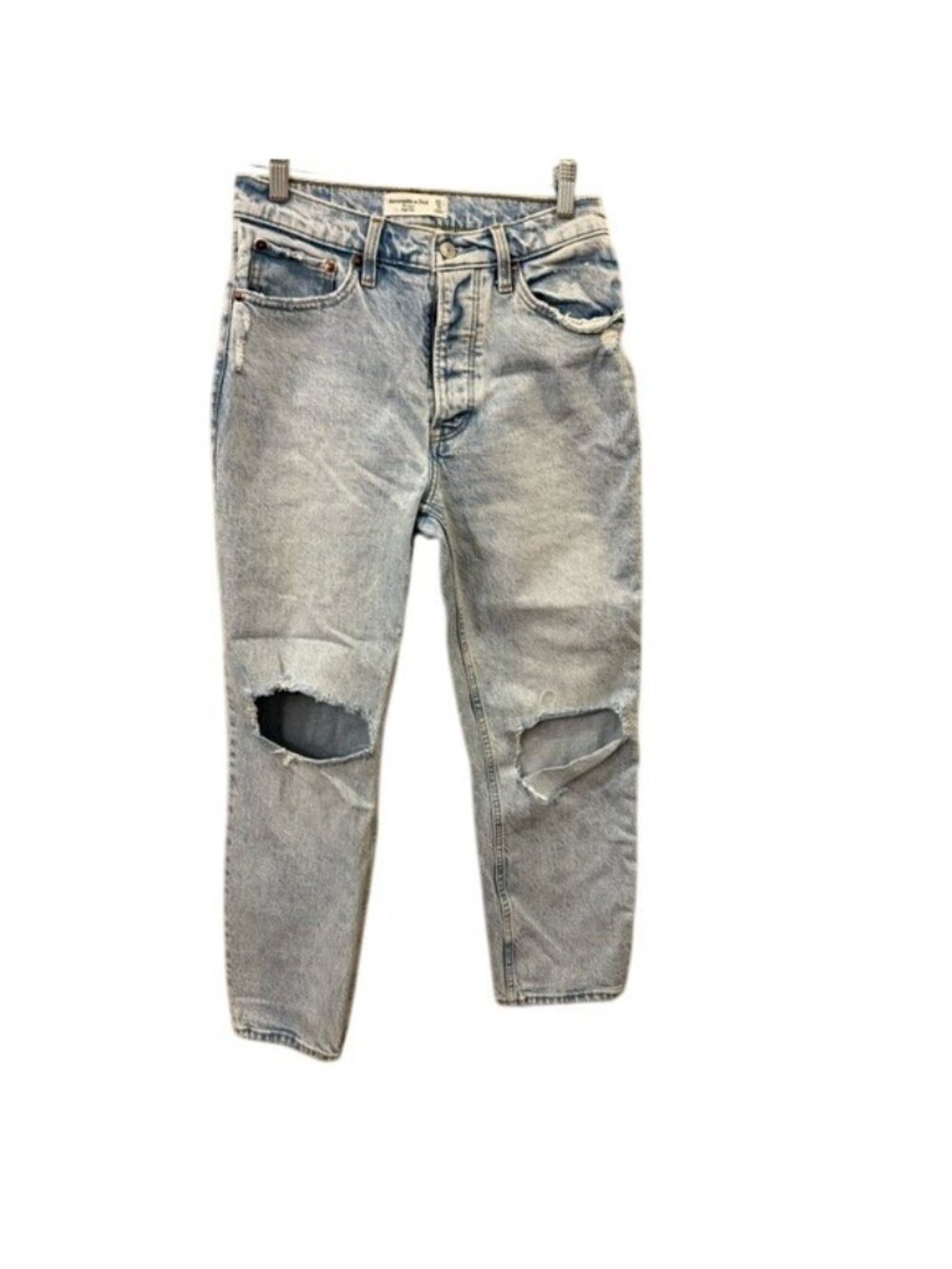 Abercrombie & Fitch Women’s Jeans Dad High Rise Light Wash Distressed 0 SHORT